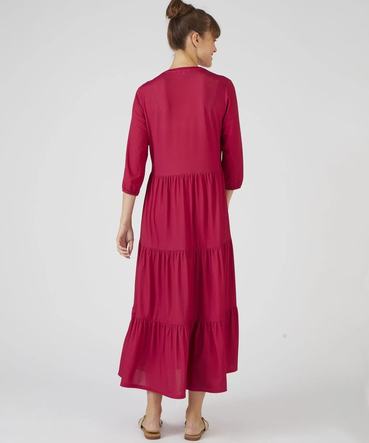 Three Quarter Sleeved Tiered Dress