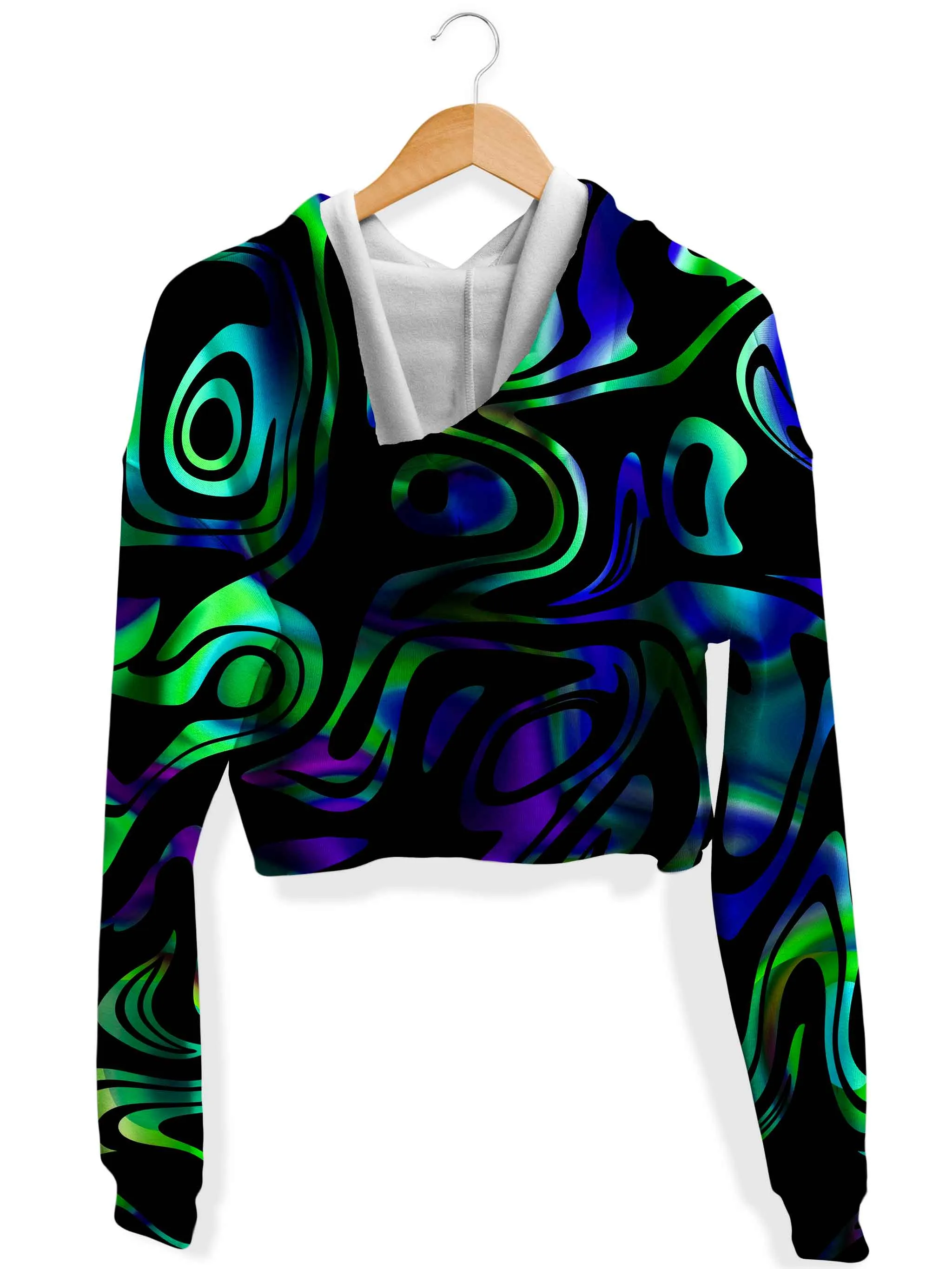 Abstract Fleece Crop Hoodie