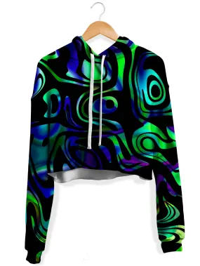 Abstract Fleece Crop Hoodie