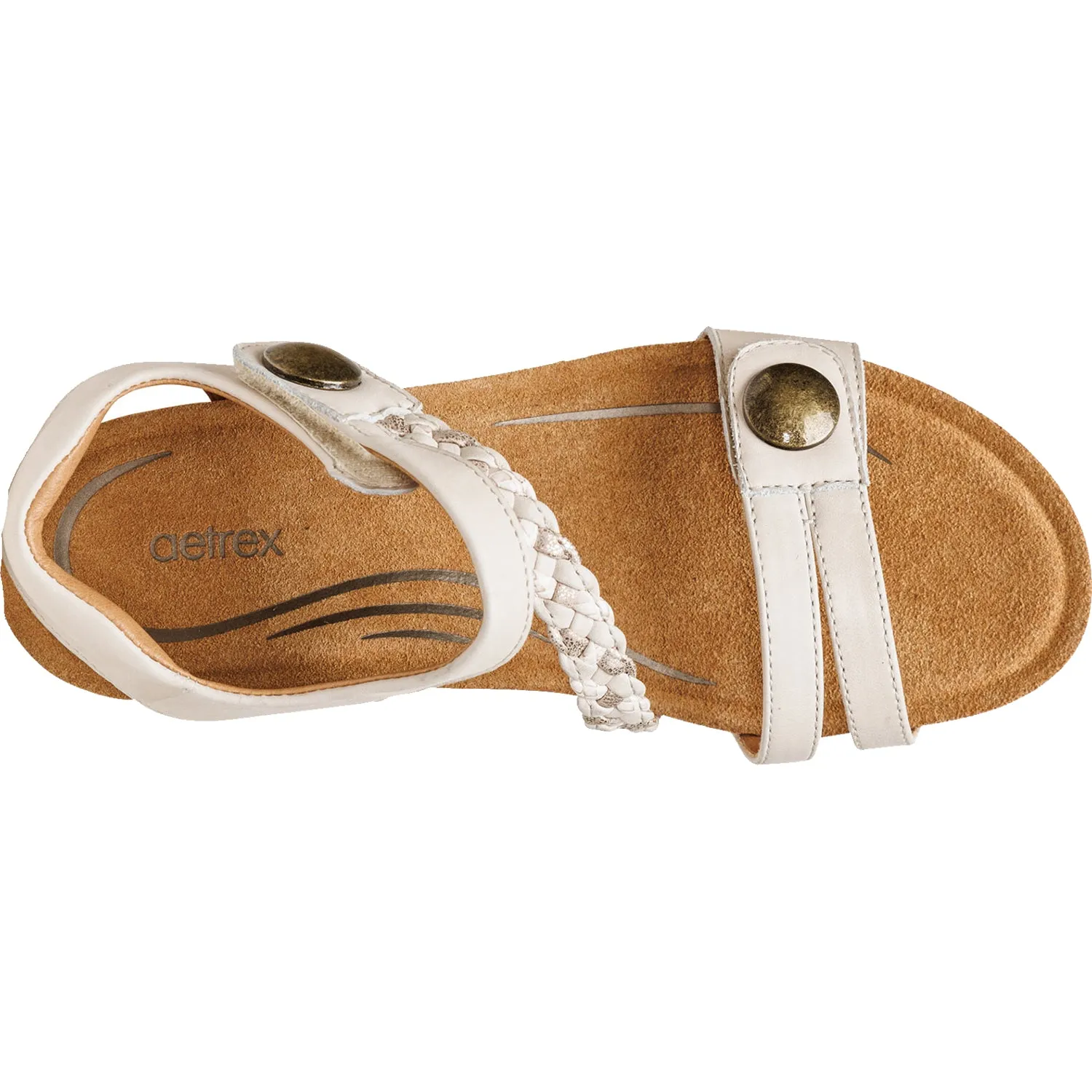 Aetrex Avril White Leather Women's Sandals