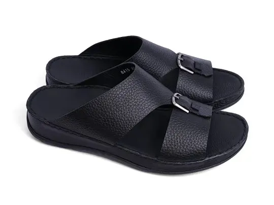 AETREX BLACK UNLINED HAMMERED ARABIC SANDALS