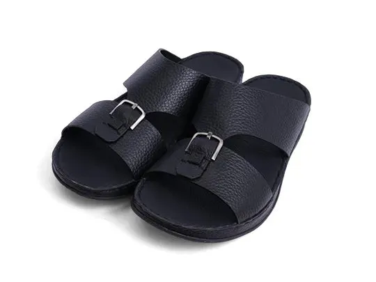 AETREX BLACK UNLINED HAMMERED ARABIC SANDALS