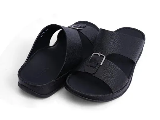 AETREX BLACK UNLINED HAMMERED ARABIC SANDALS