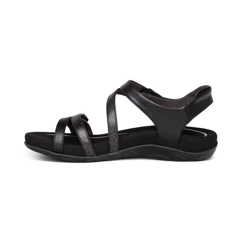 Aetrex Jess Adjustable Quarter Strap Sandal in Black