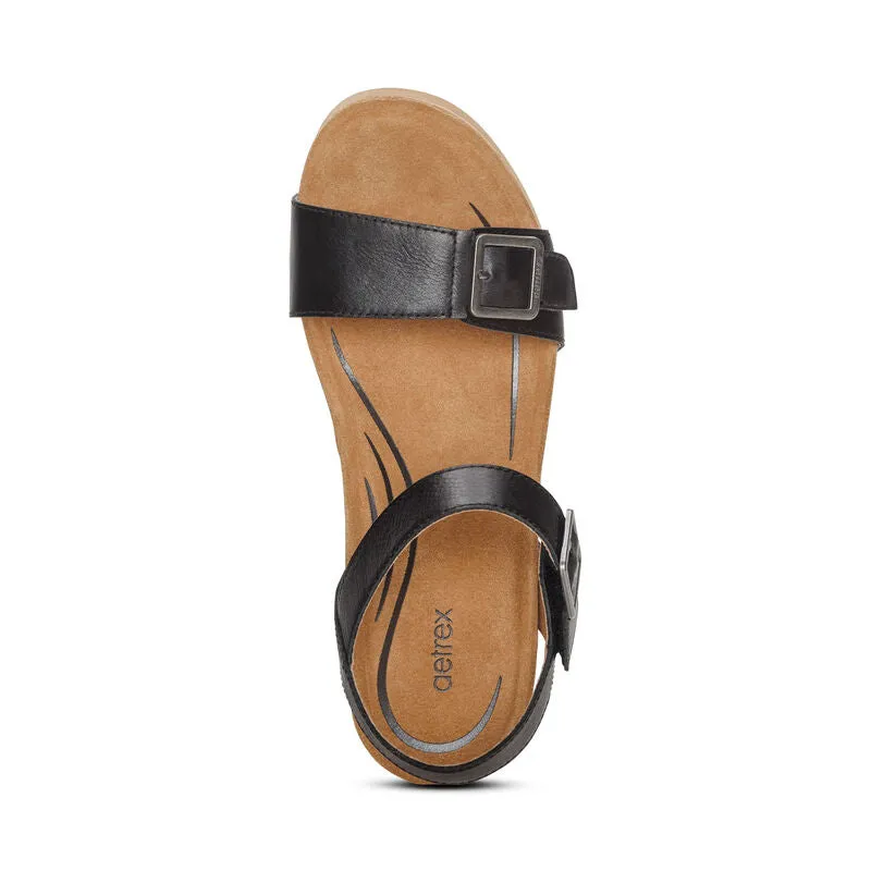 Aetrex Lexa Wedge Sandal with Quarter Strap