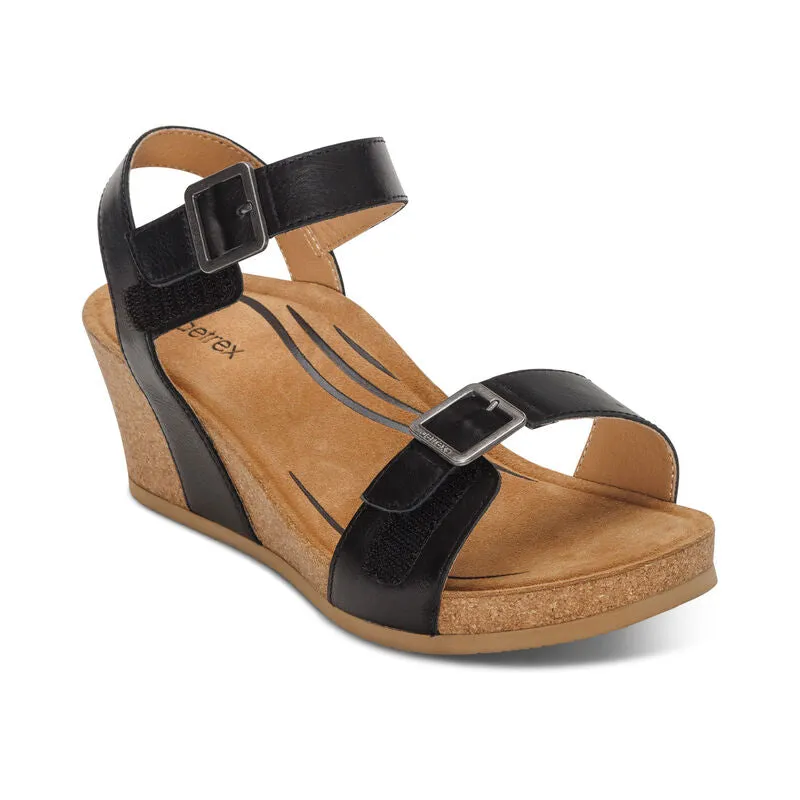 Aetrex Lexa Wedge Sandal with Quarter Strap