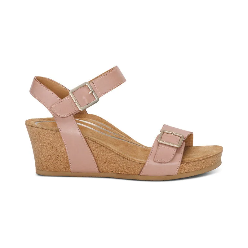 Aetrex Lexa Wedge Sandal with Quarter Strap