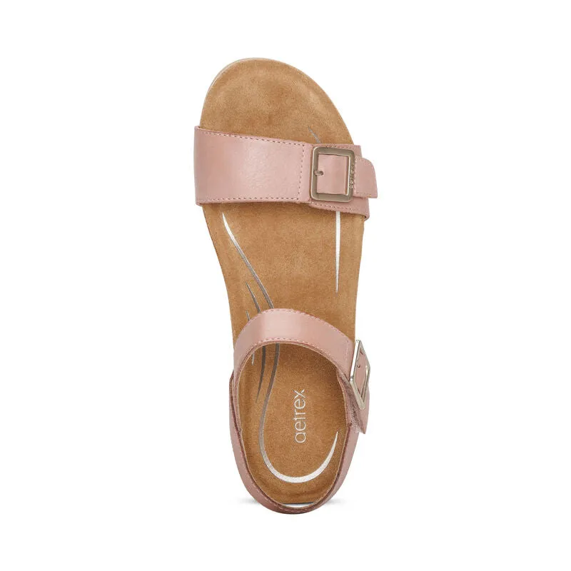 Aetrex Lexa Wedge Sandal with Quarter Strap