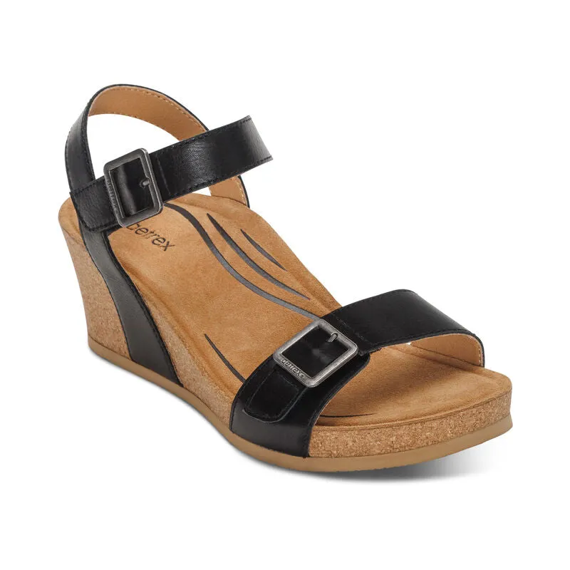 Aetrex Lexa Wedge Sandal with Quarter Strap