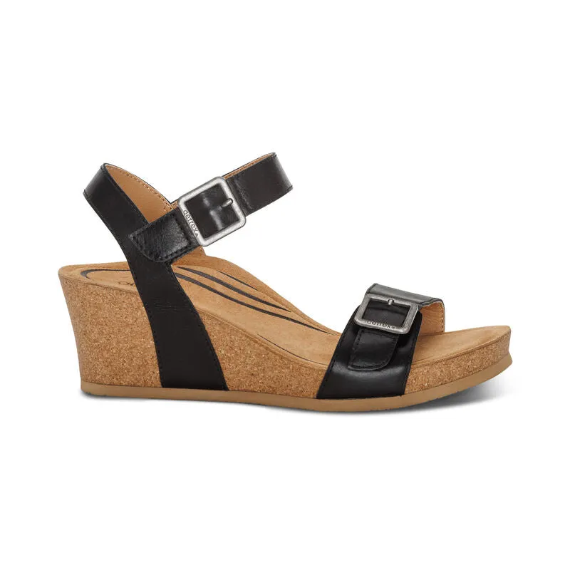 Aetrex Lexa Wedge Sandal with Quarter Strap