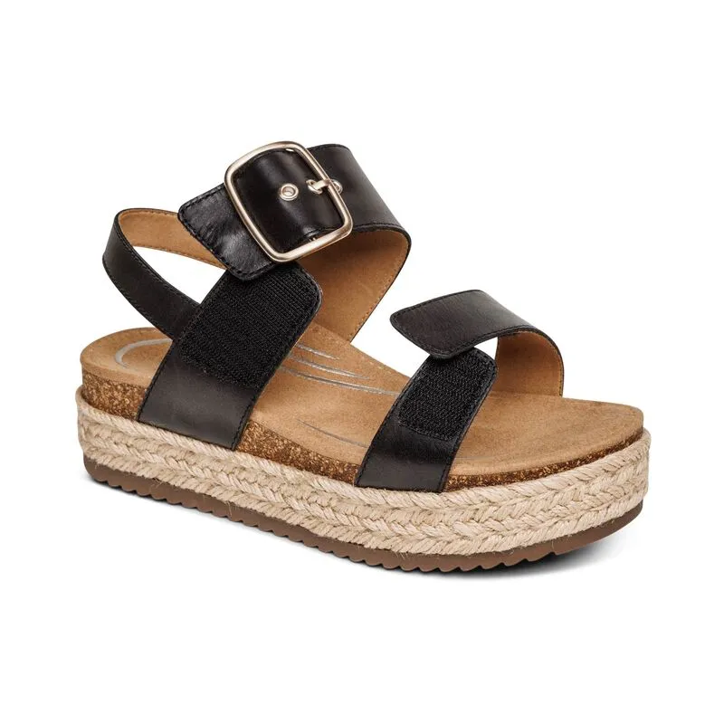 Aetrex Vania Platform Black Womens Sandal