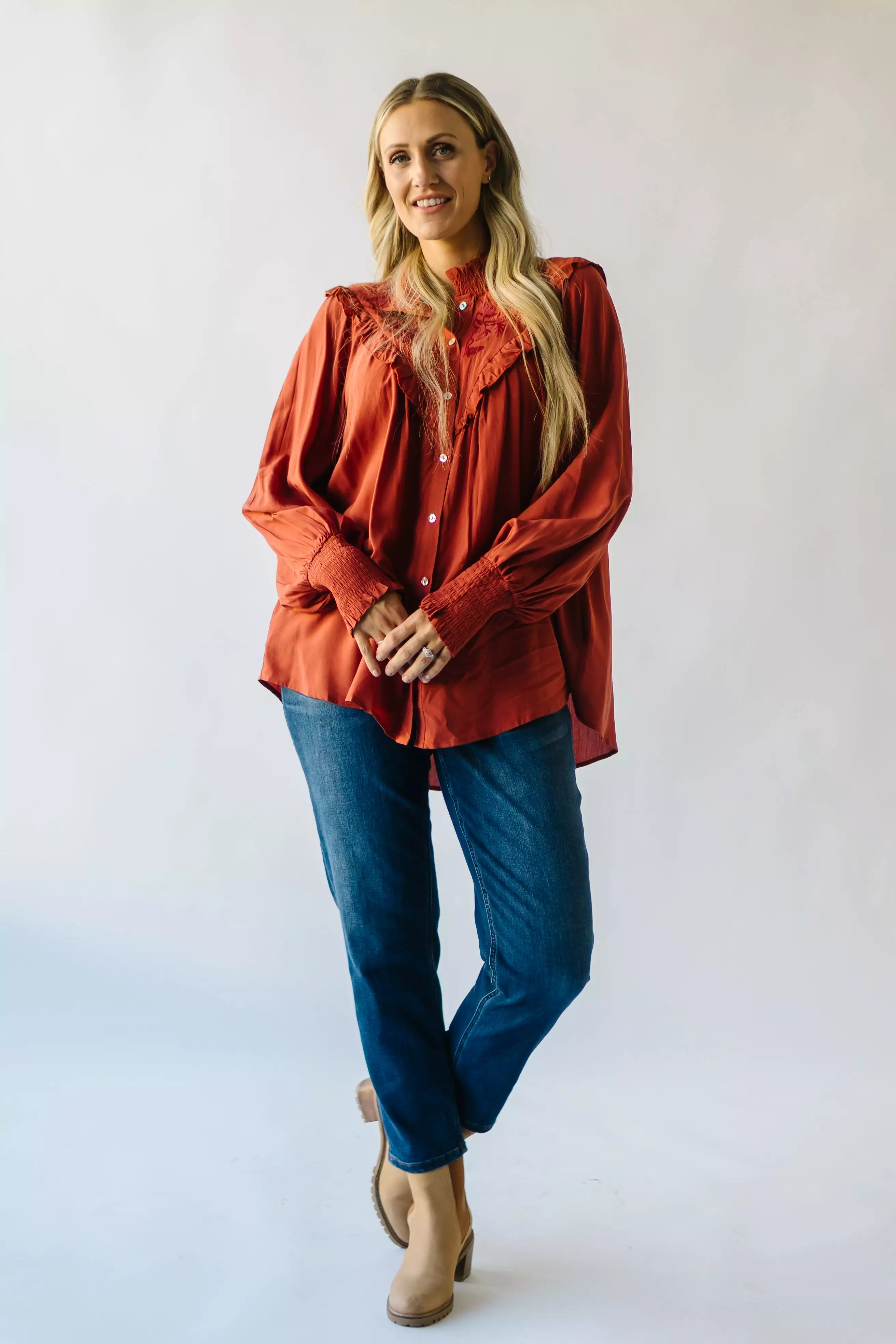 Albus Rust Embroidered Blouse