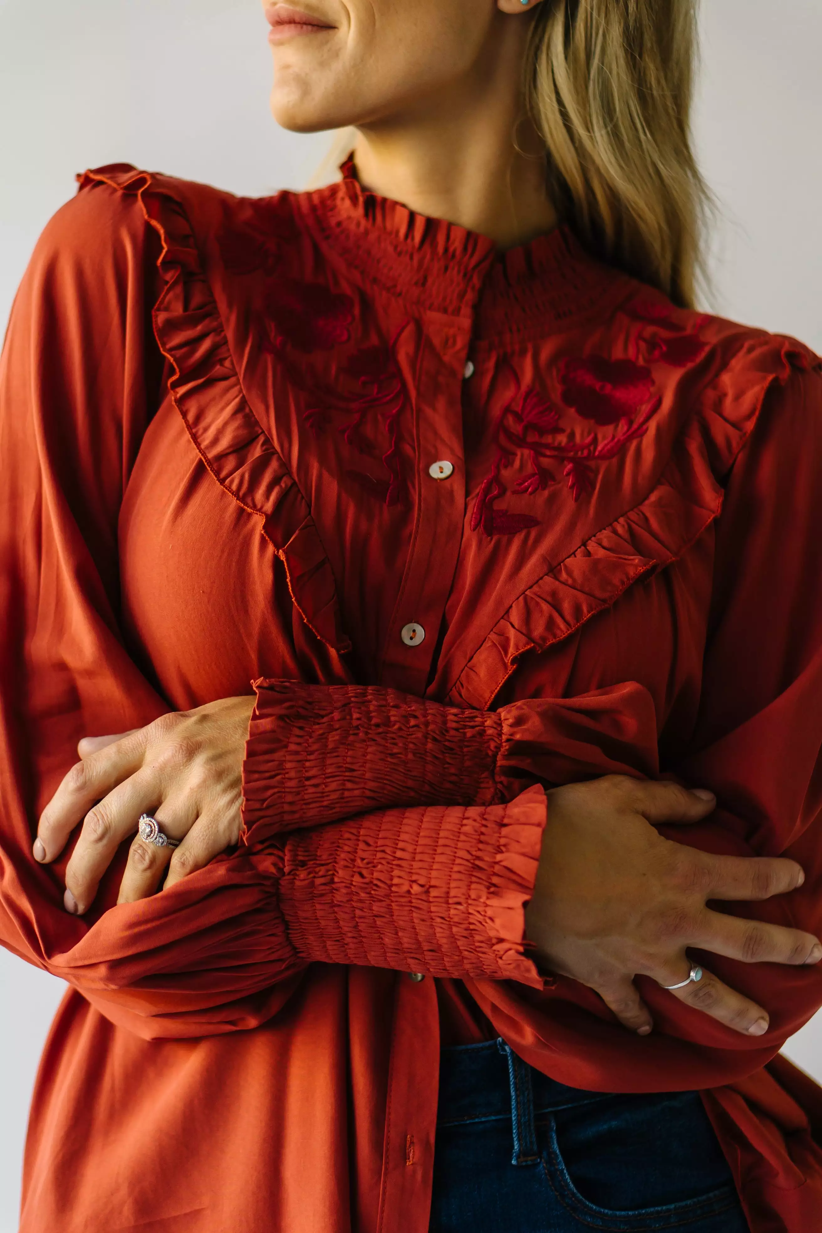 Albus Rust Embroidered Blouse