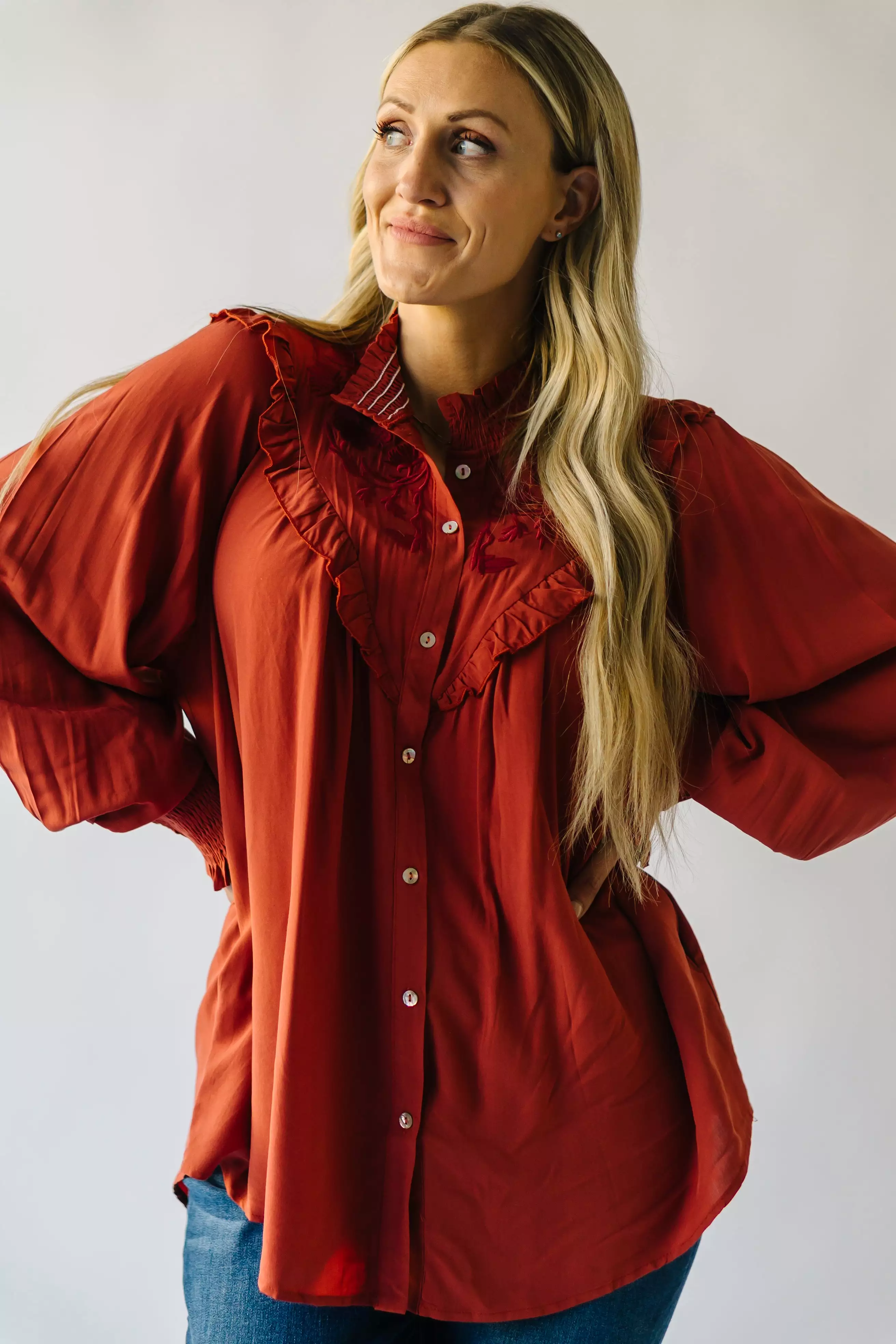 Albus Rust Embroidered Blouse