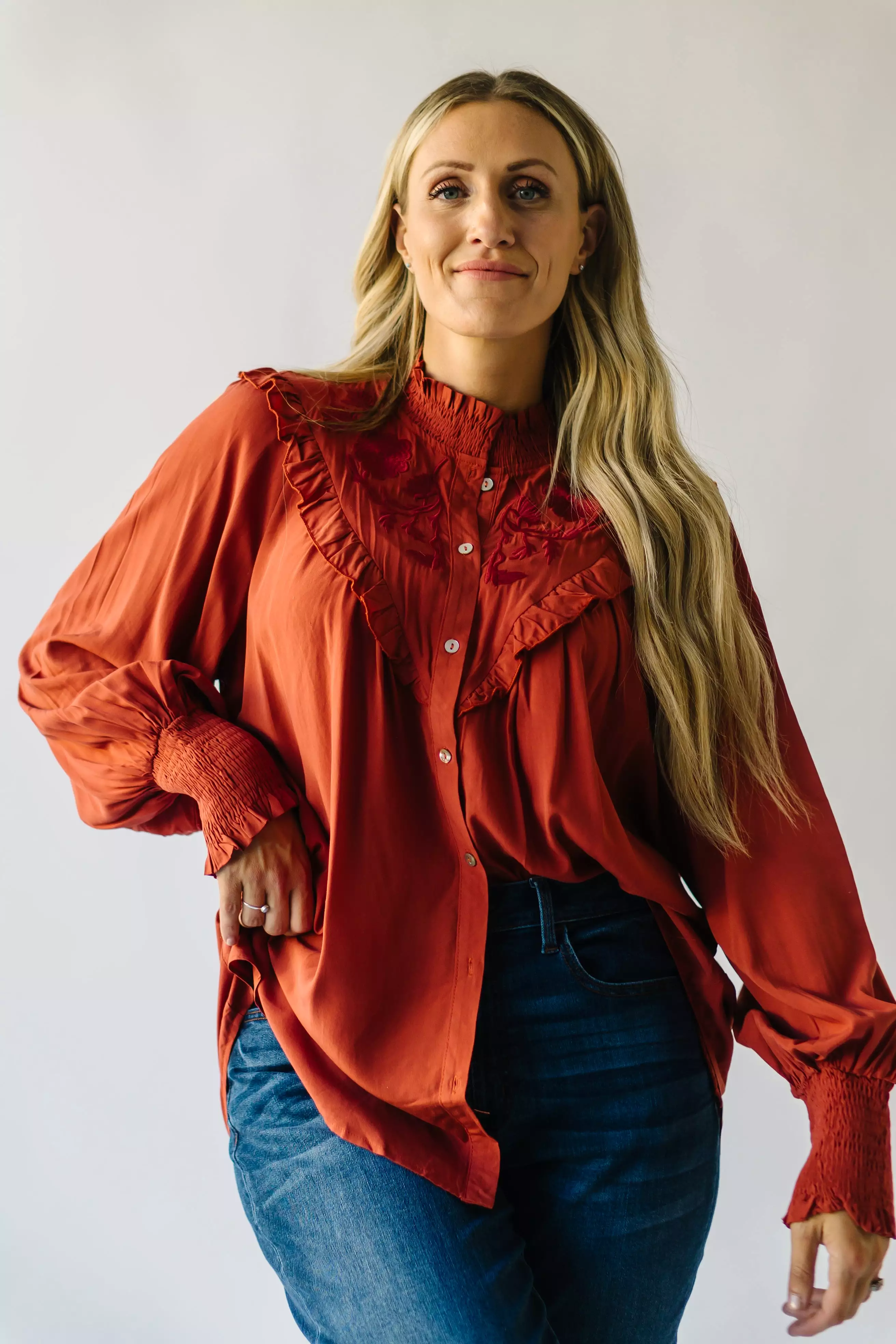 Albus Rust Embroidered Blouse