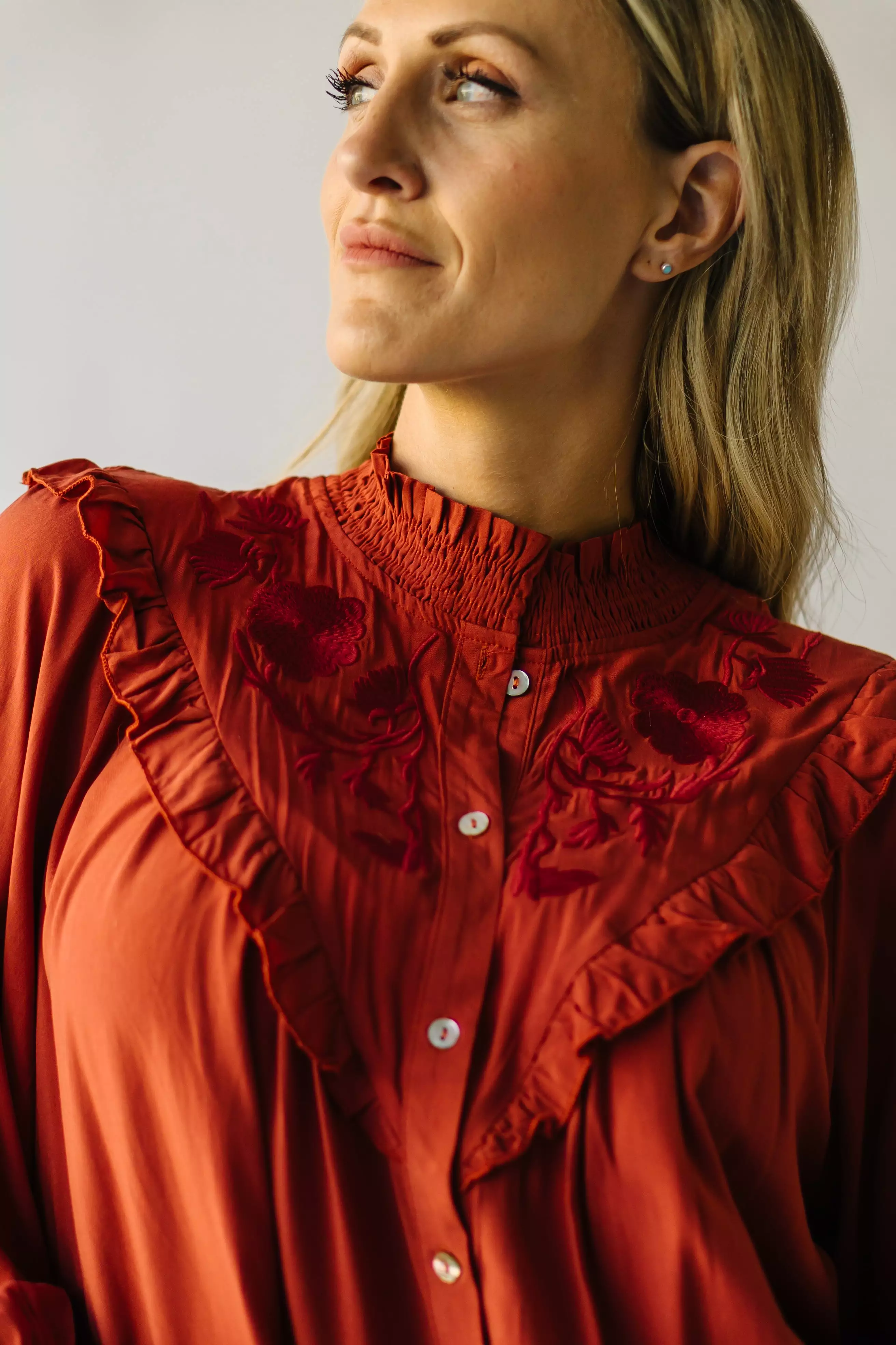 Albus Rust Embroidered Blouse