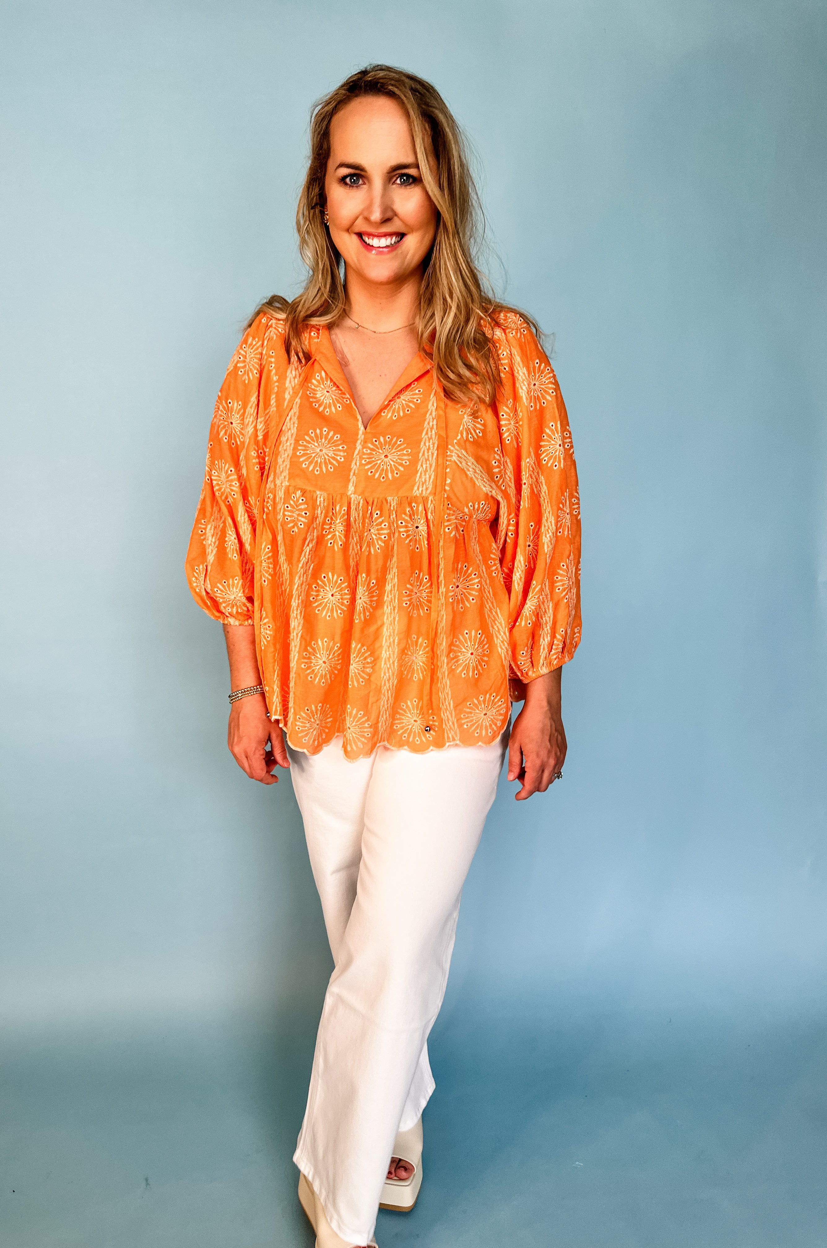 Apricot embroidered blouse