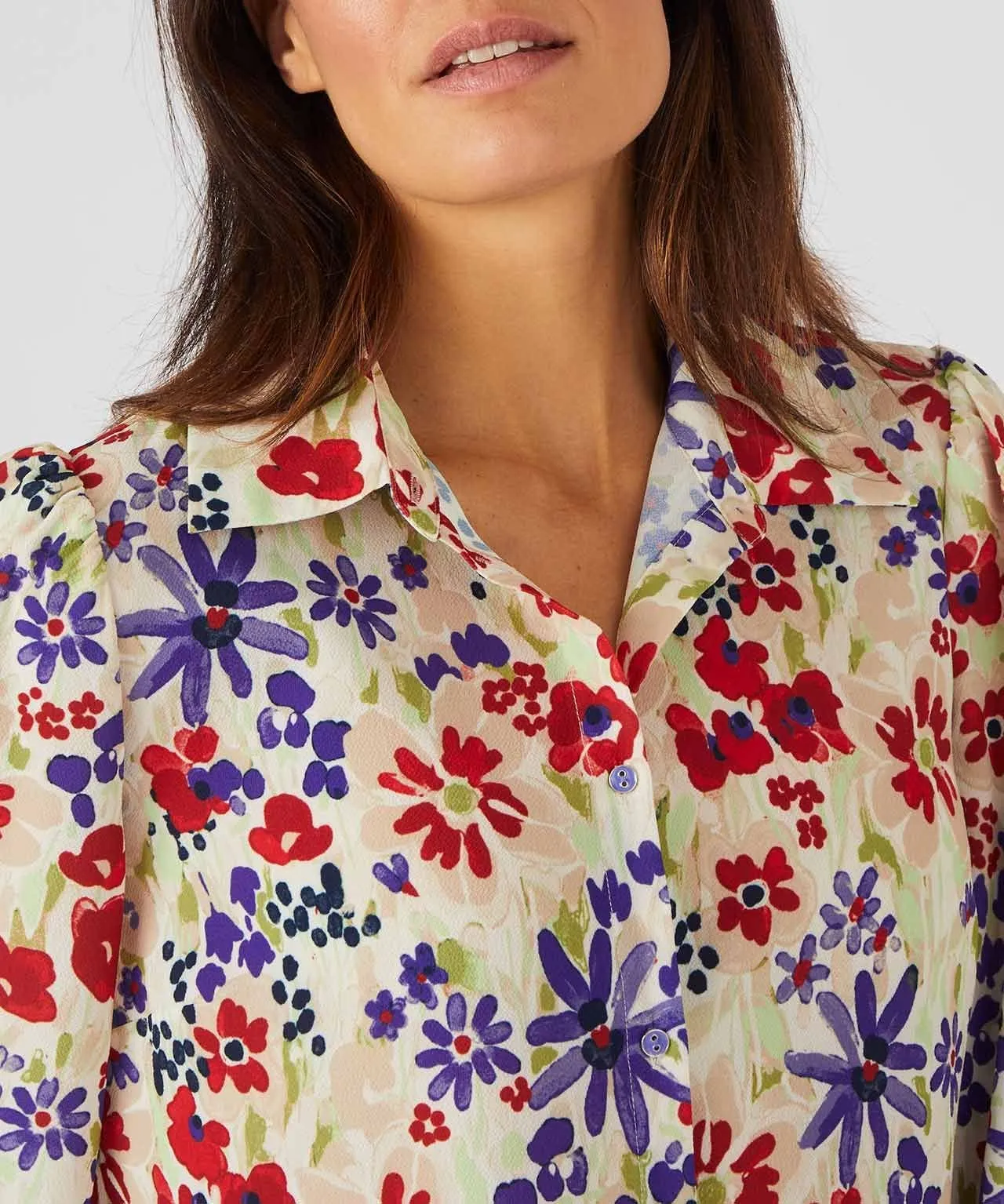 Floral Printed Balloon Sleeve Blouse