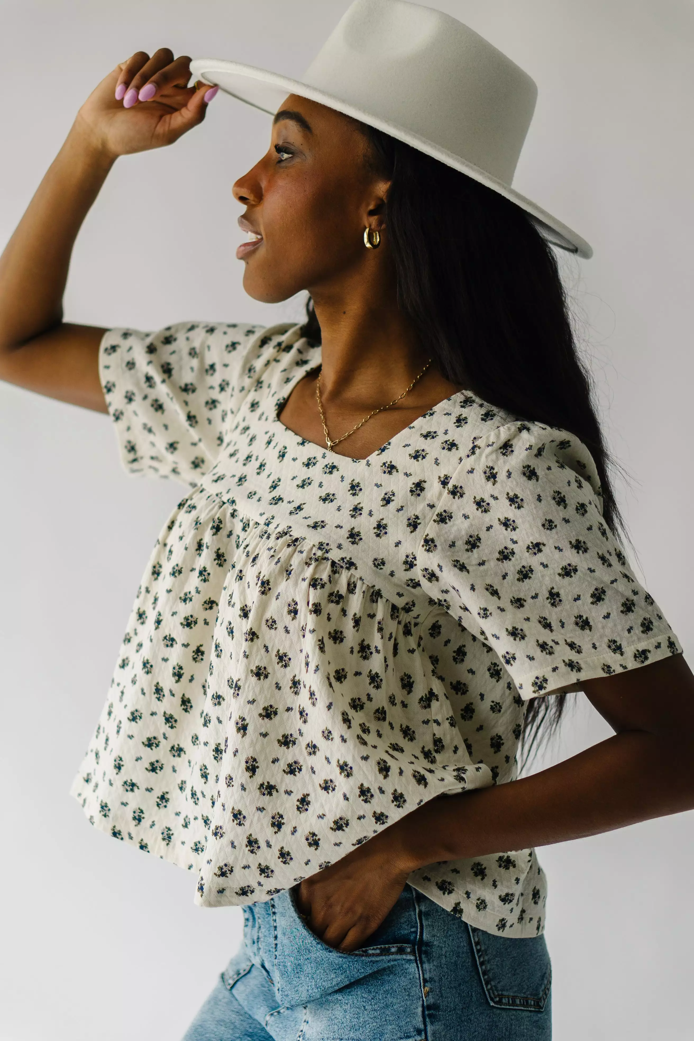 Barnum Natural Floral Print Blouse