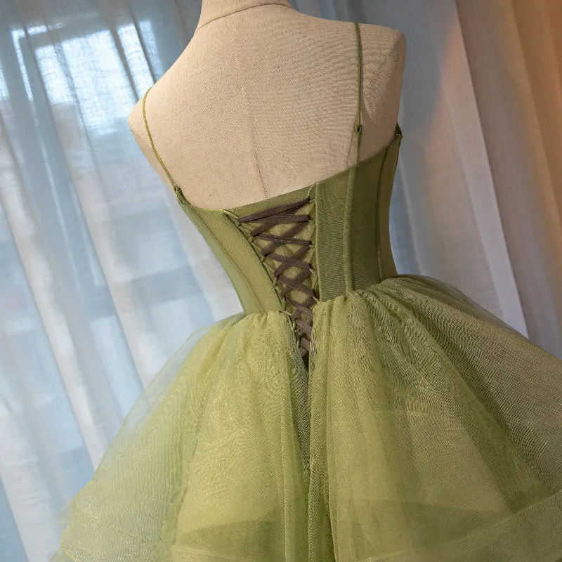 Beautiful Light Green Sweetheart Layers Princess Formal Gown Green Tulle Long Party Dress