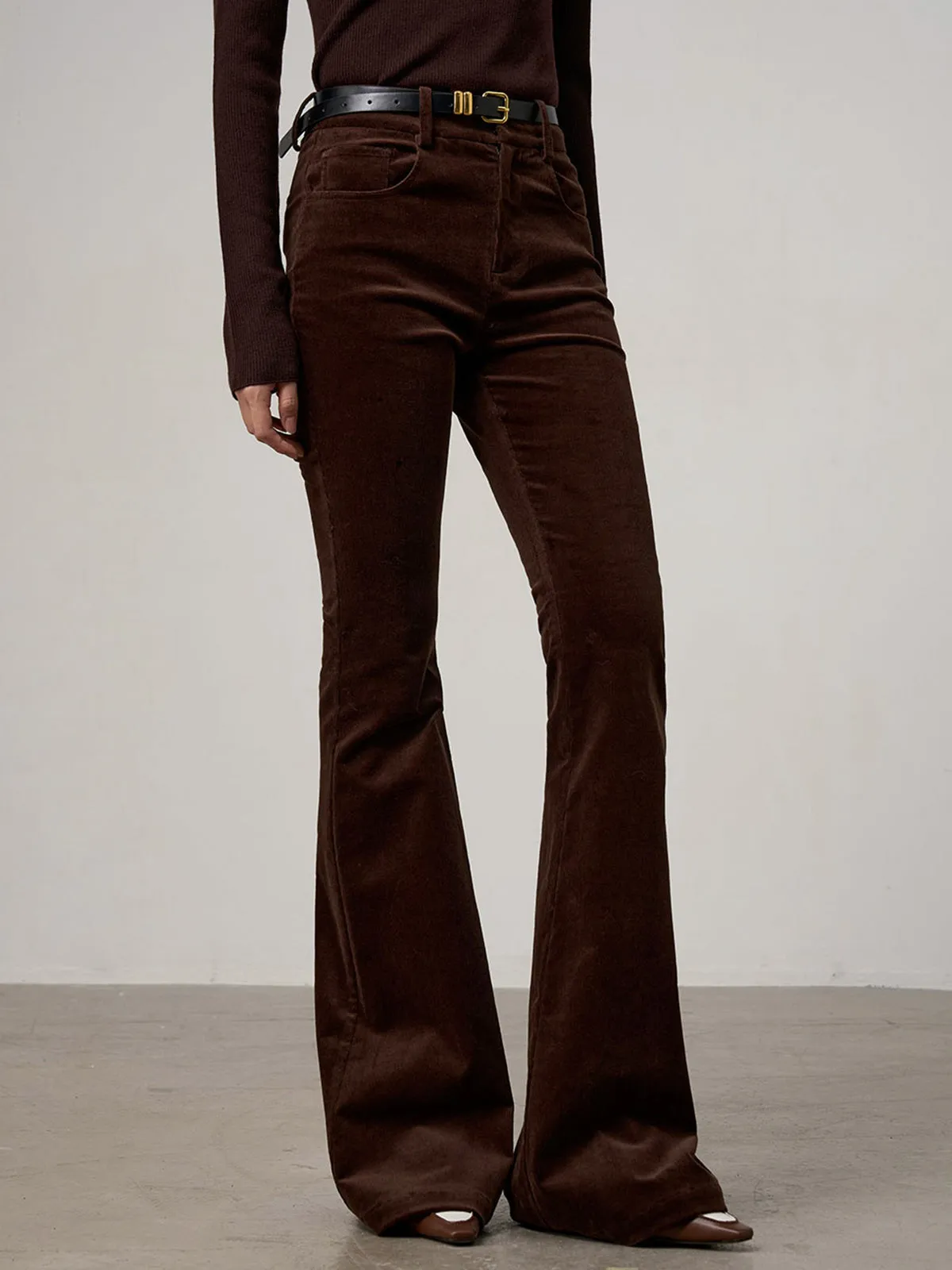 Beltless Corduroy Bootcut Pants