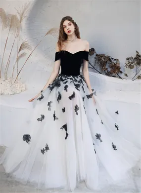 Black and White Party Dress Sweetheart Prom Dress, A-Line Graduation Dress Black Quinceanera Dress