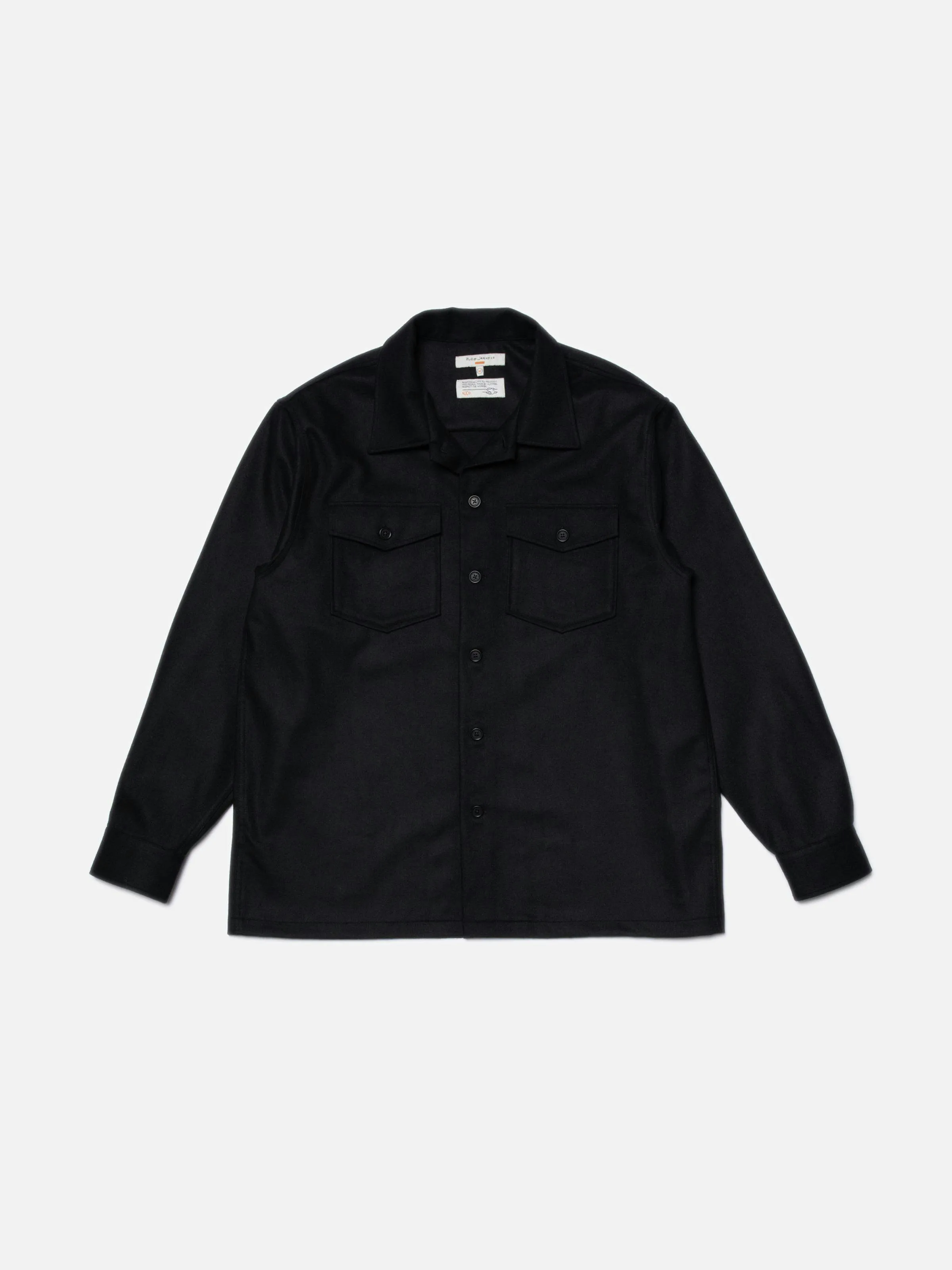 Black Nudie Jeans Vincent Solid Board Shirt