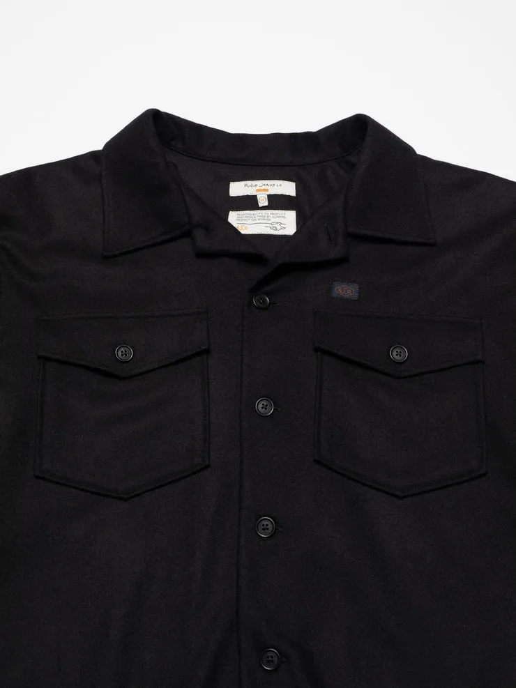 Black Nudie Jeans Vincent Solid Board Shirt