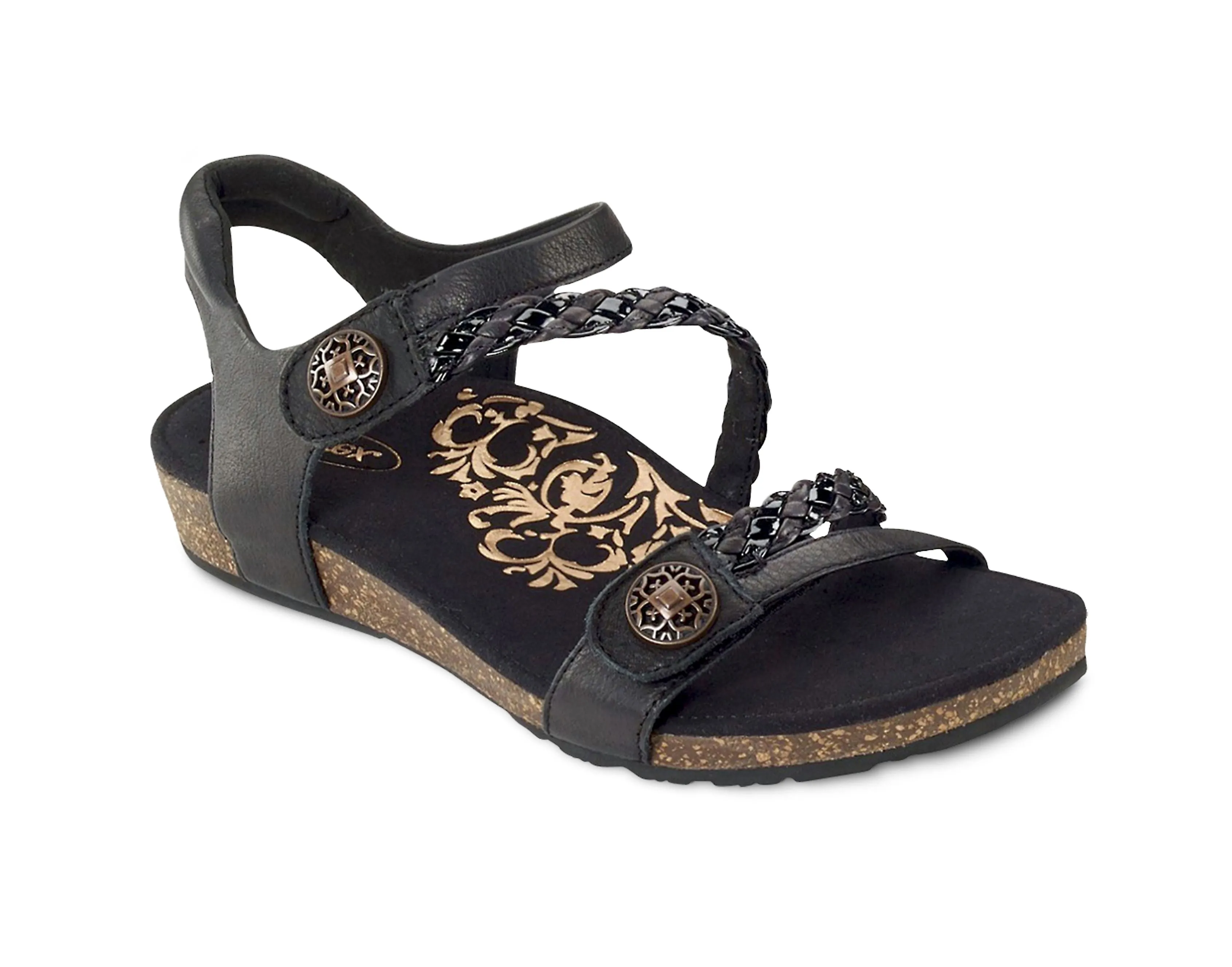 Black Women's Aetrex Jillian Quarter Strap