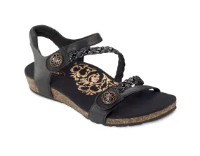 Black Women's Aetrex Jillian Quarter Strap