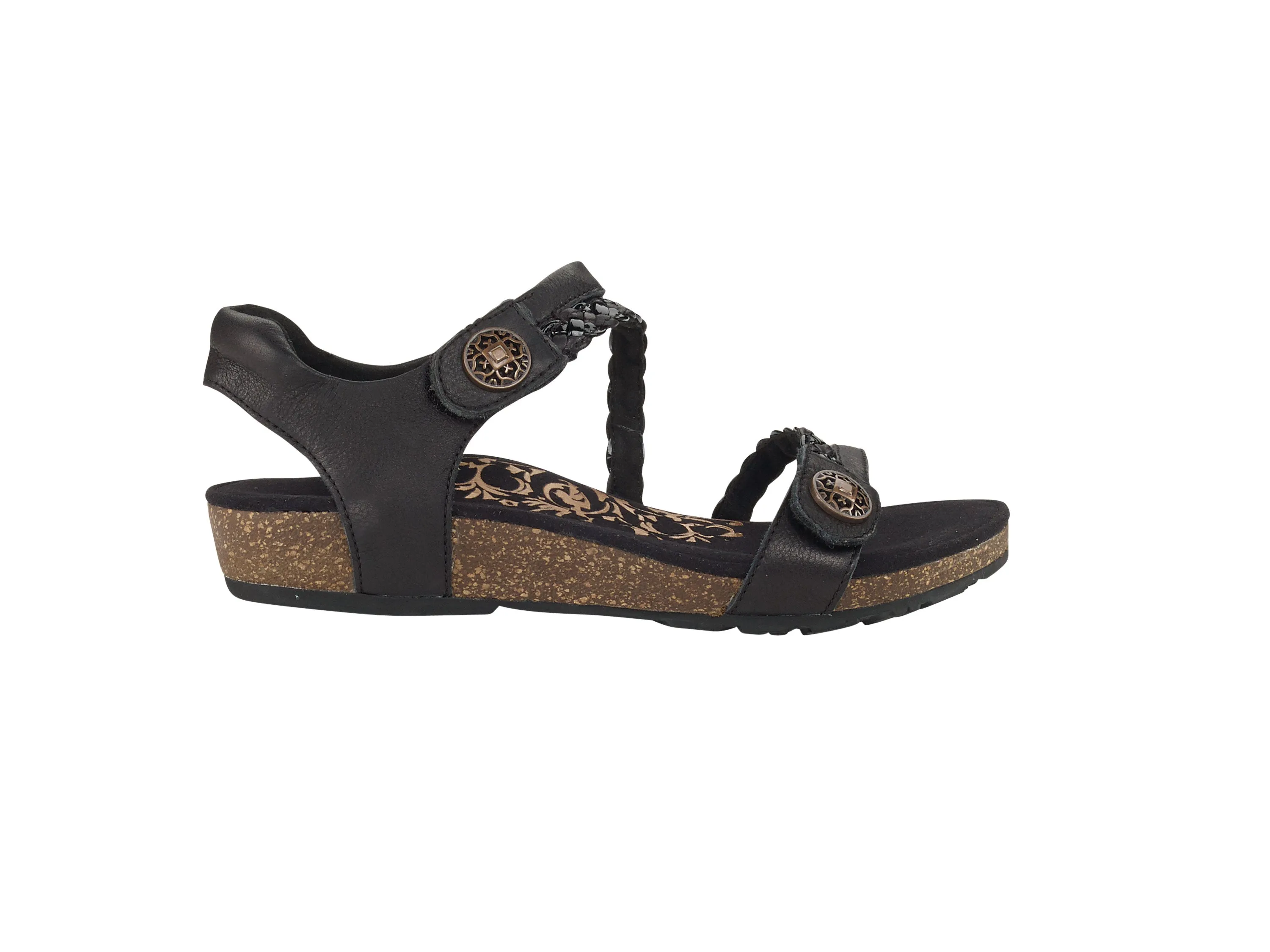 Black Women's Aetrex Jillian Quarter Strap