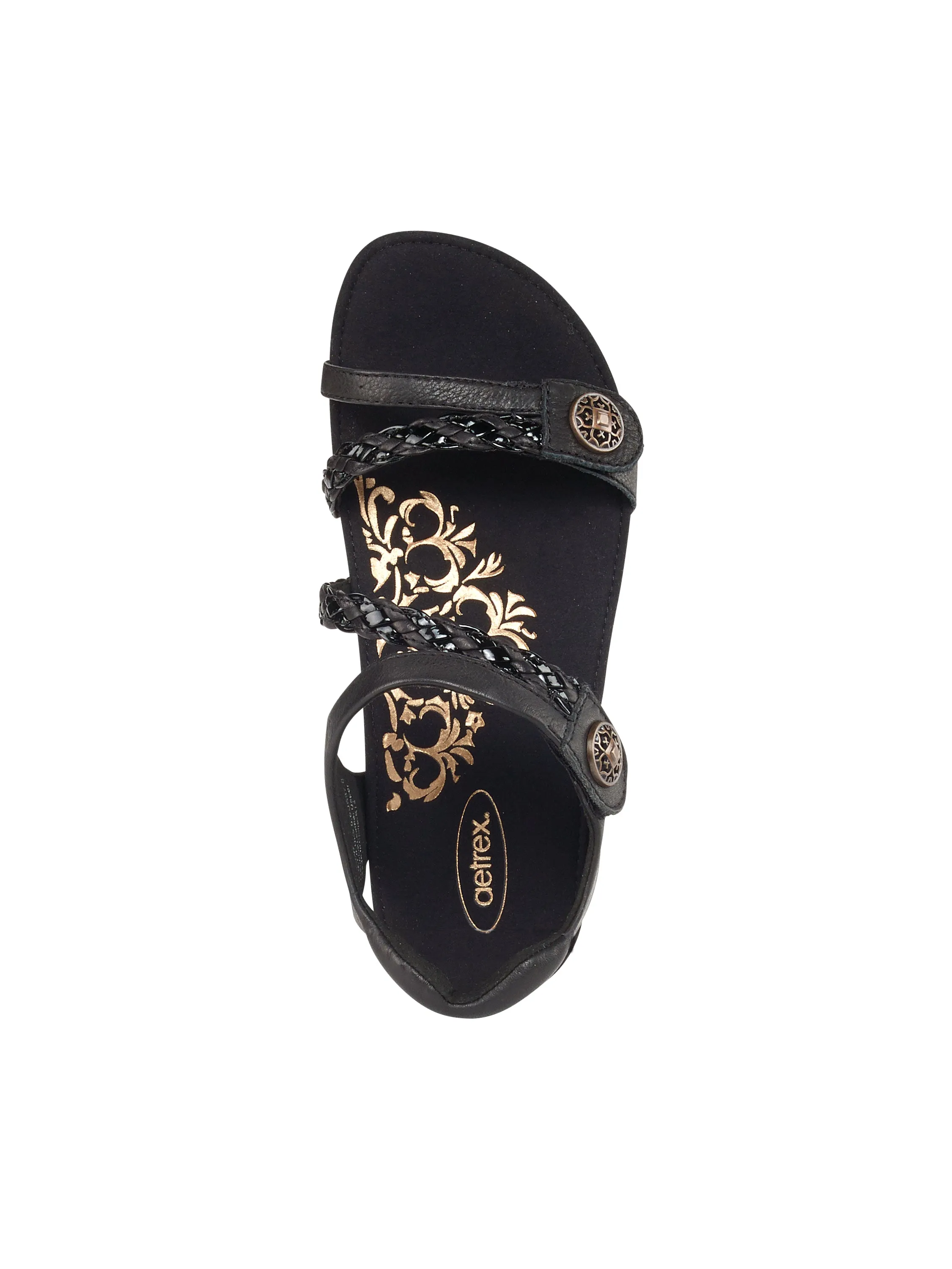 Black Women's Aetrex Jillian Quarter Strap