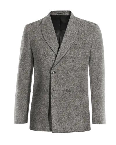  Blazer cruzada gris claro de donegal tweed