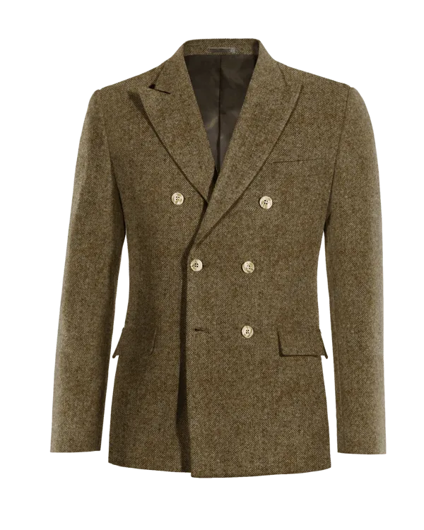  Blazer cruzada marrón de donegal tweed