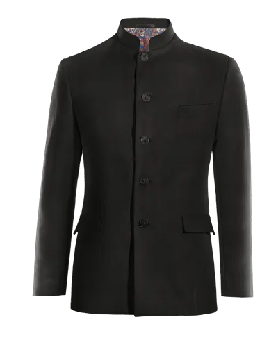  Blazer cuello mandarín negro rojizo esencial