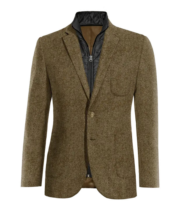  Blazer marrón de donegal tweed esencial