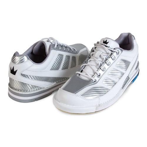 Brunswick Phantom White Silver Carbon Fiber Bowling Shoes - Right Hand Only