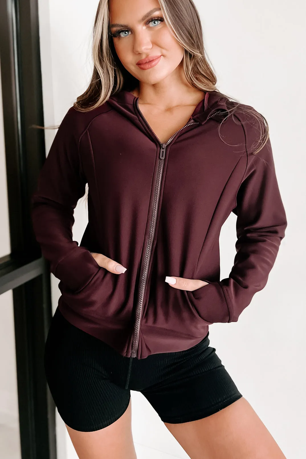 Burgundy What To Say Zip Up Hoodie