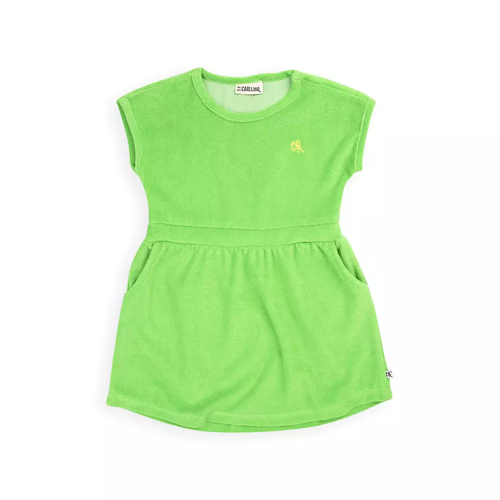 CarlijnQ Green Terry Dress - Short Sleeves, Pockets | $X.XX | Buy Now