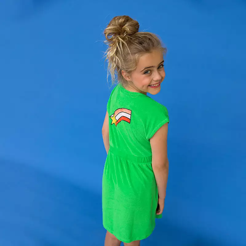 CarlijnQ Green Terry Dress - Short Sleeves, Pockets | $X.XX | Buy Now