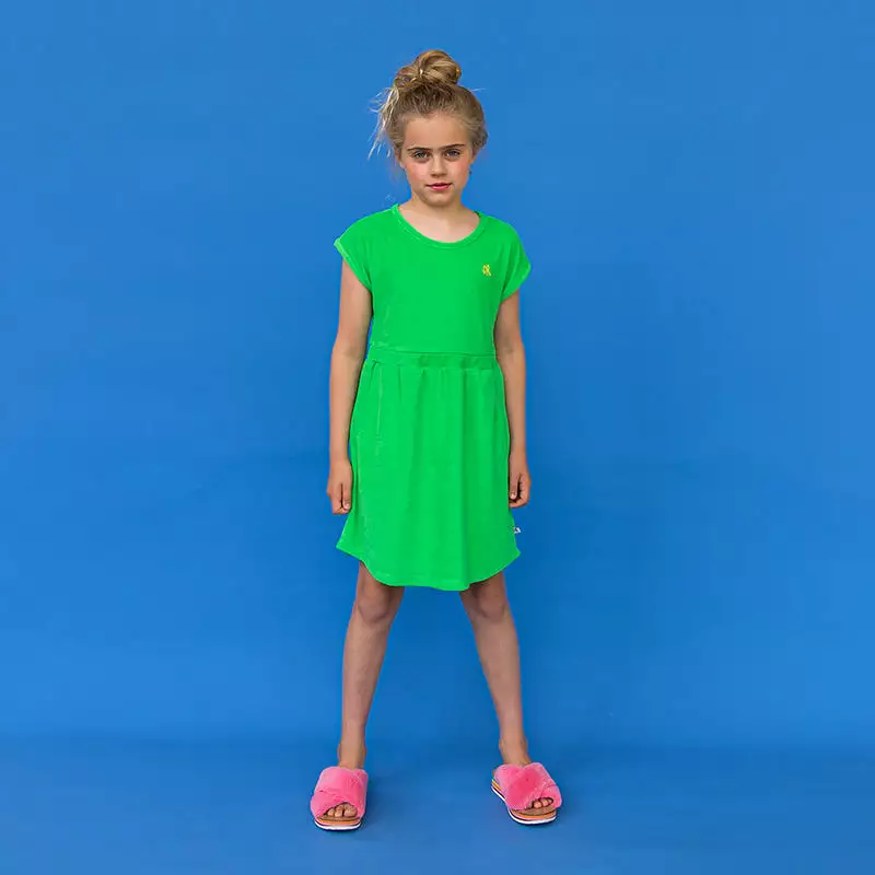 CarlijnQ Green Terry Dress - Short Sleeves, Pockets | $X.XX | Buy Now