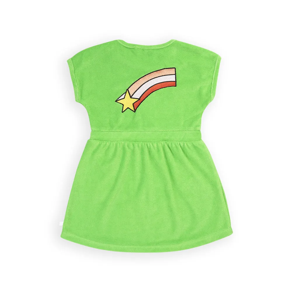 Green Short Sleeve Dress with Pockets - CarlijnQ