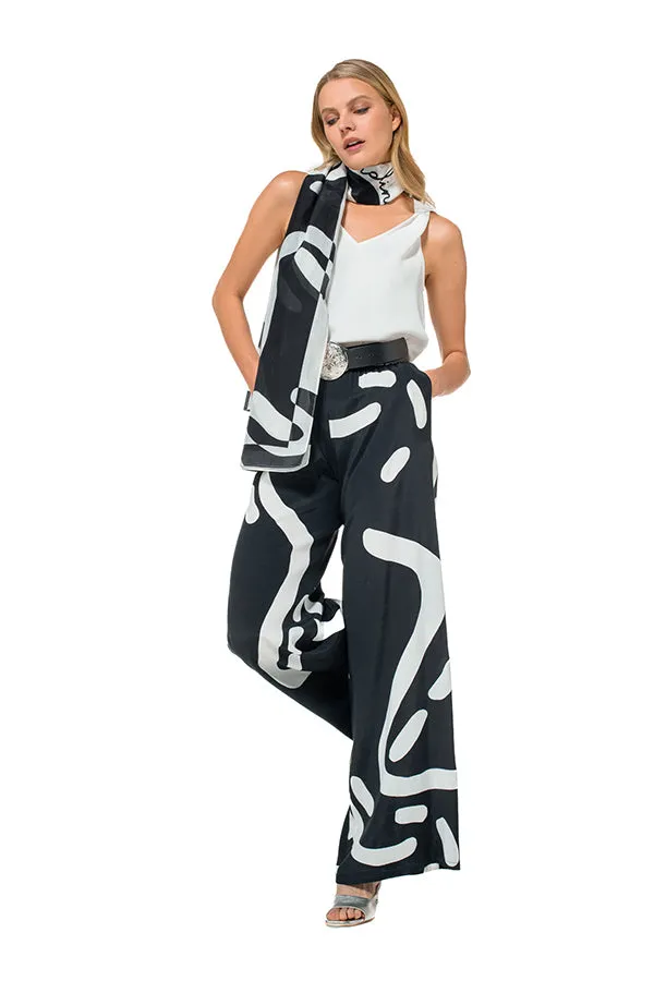 Caroline Biss Black White Scarf