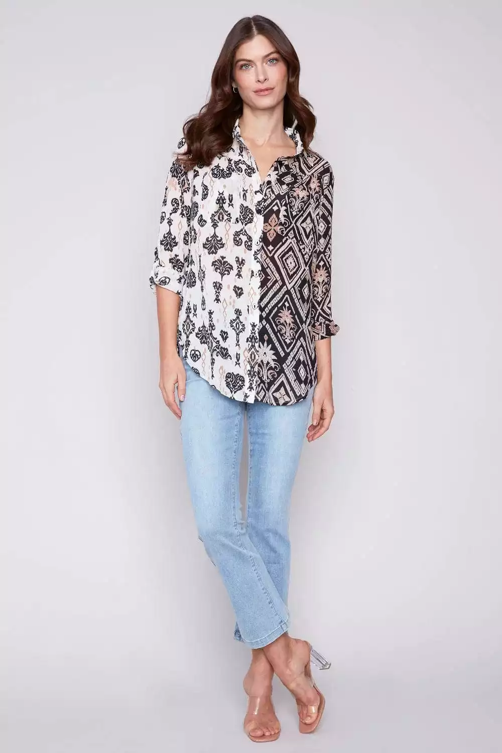 Charlie B Damask blouse - C4308XXP 782A, printed crinkle georgette fabric