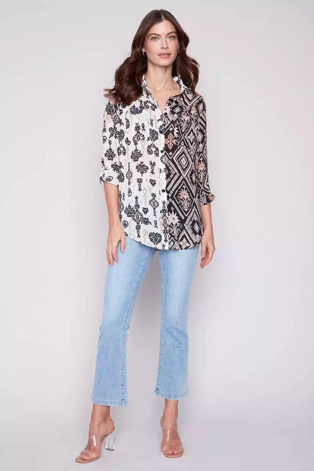 Charlie B Damask blouse - C4308XXP 782A, printed crinkle georgette fabric