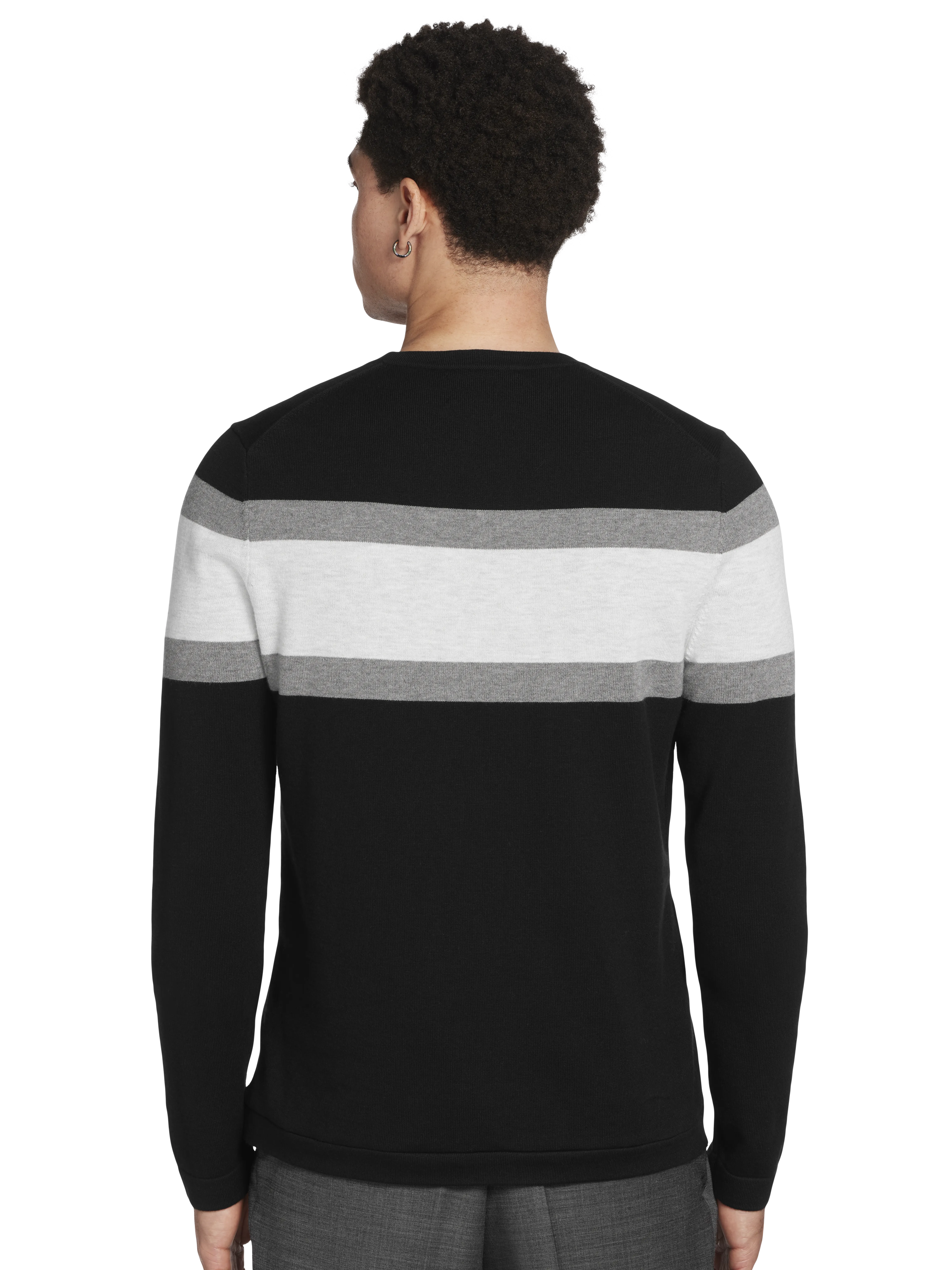 Chest Stripe Crewneck Sweater in Slim Fit Design