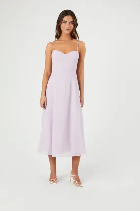 Sweetheart Chiffon Midi Dress with Slit