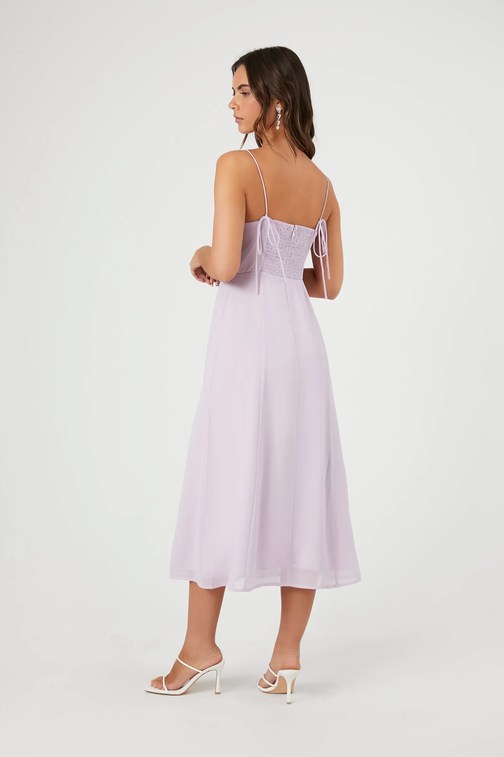 Sweetheart Chiffon Midi Dress with Slit