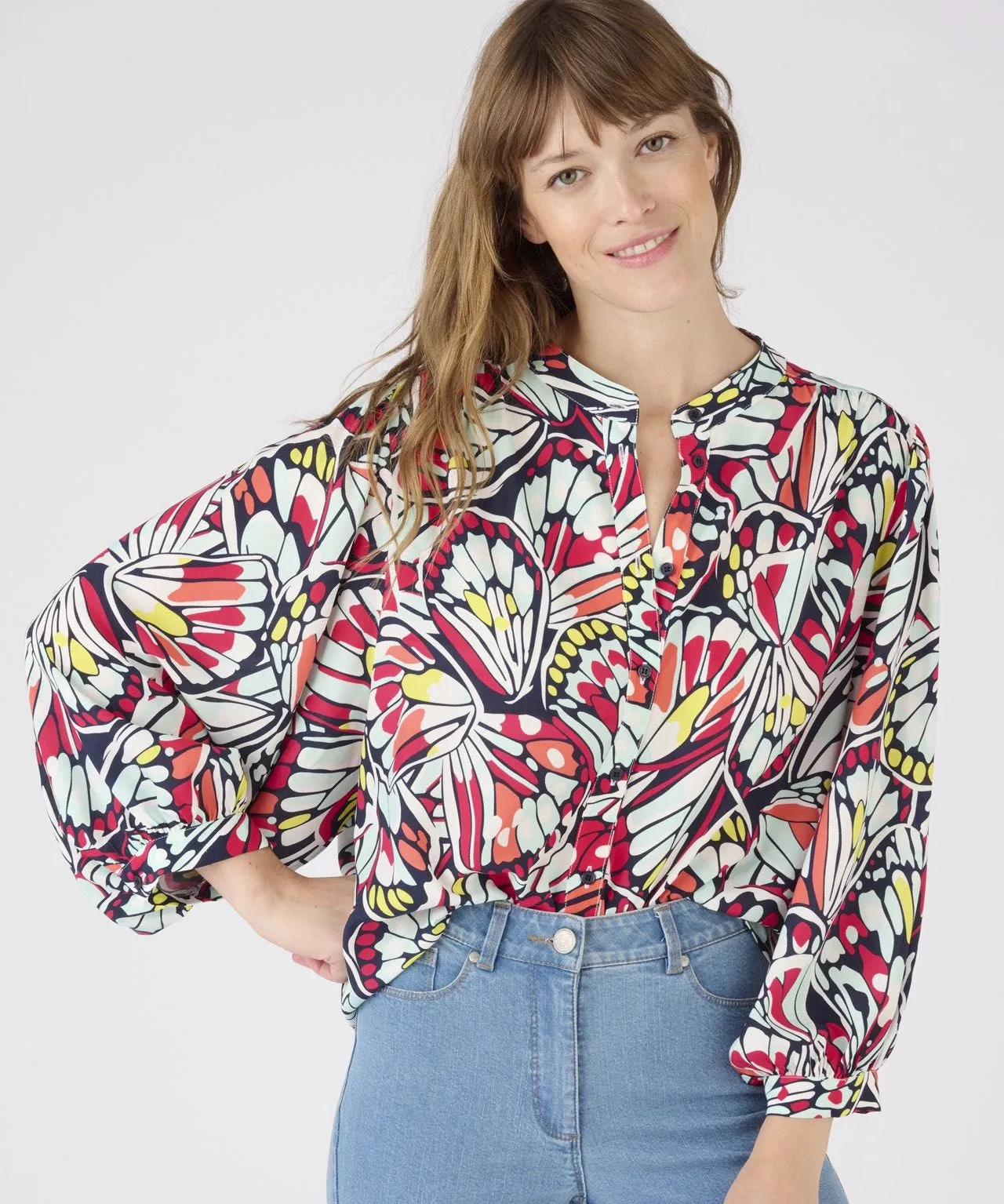 Climatyl Balloon Sleeve Patterned Blouse