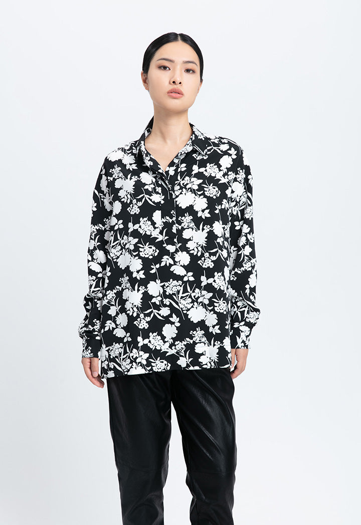 Contrasting Floral Print Blouse